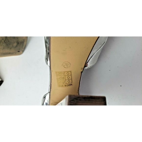 Tulipano Italian Silver Platform Block Heel Sz 8.5 - Picture 11 of 11